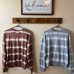 2 Pack Brown and Blue Tie Dye Girl Sweaters